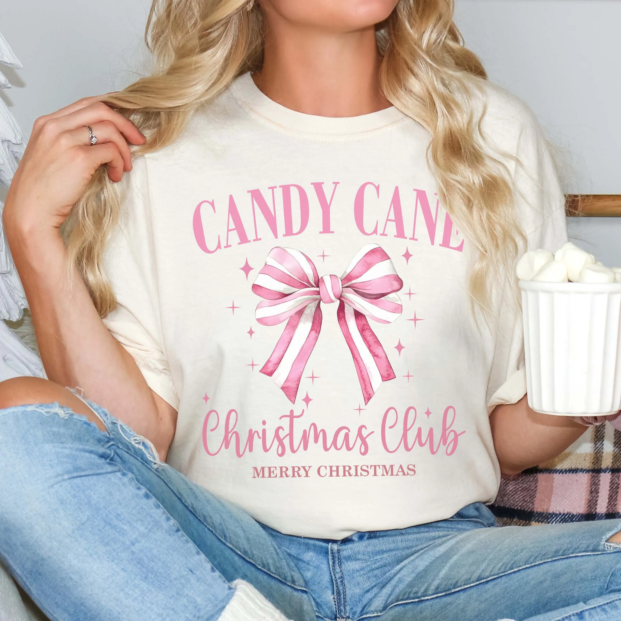 Candy Cane Christmas Club Comfort Color Graphic Tee sold by Roxie’s Picks product image thumbnail 2