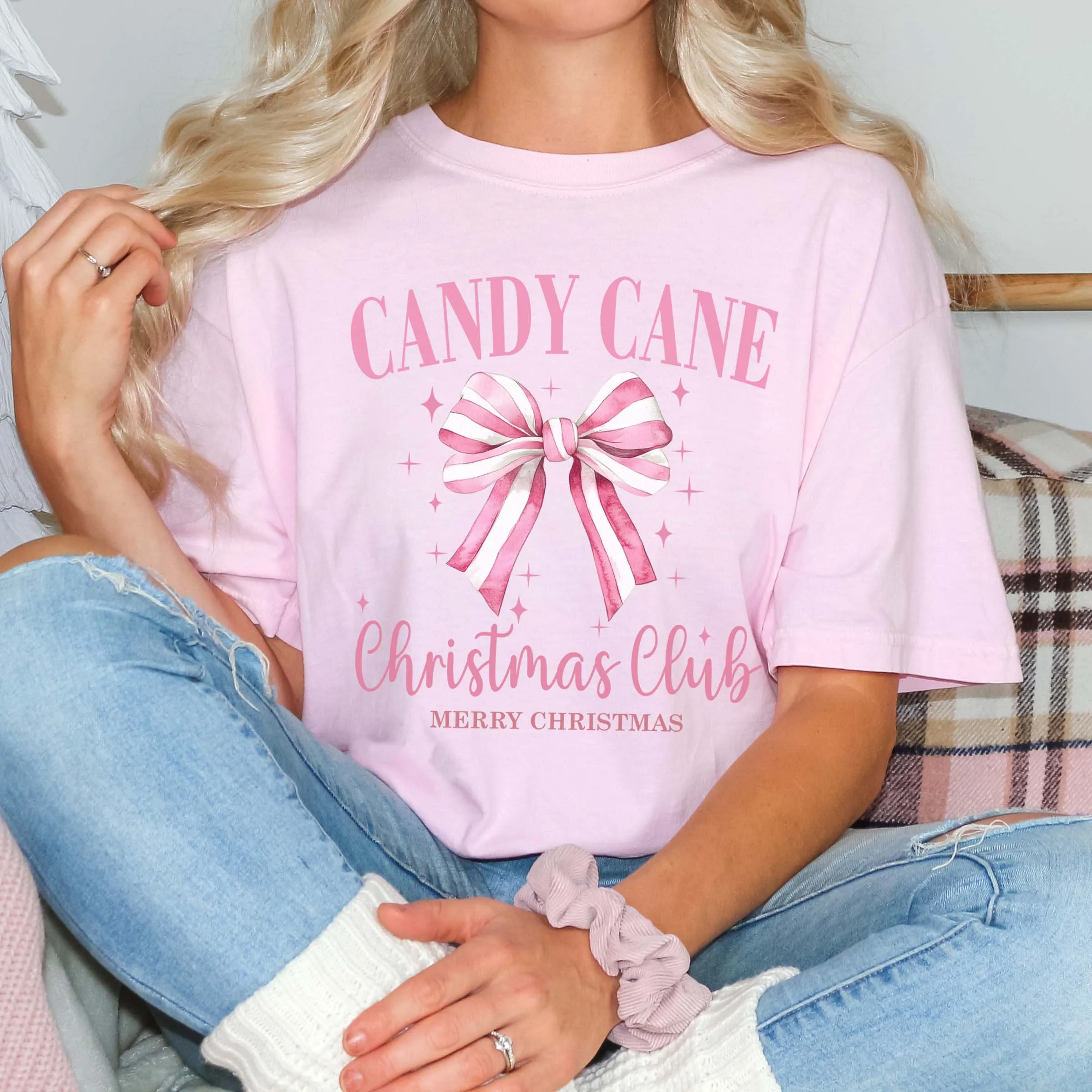 Candy Cane Christmas Club Comfort Color Graphic Tee sold by Roxie’s Picks product image thumbnail 3