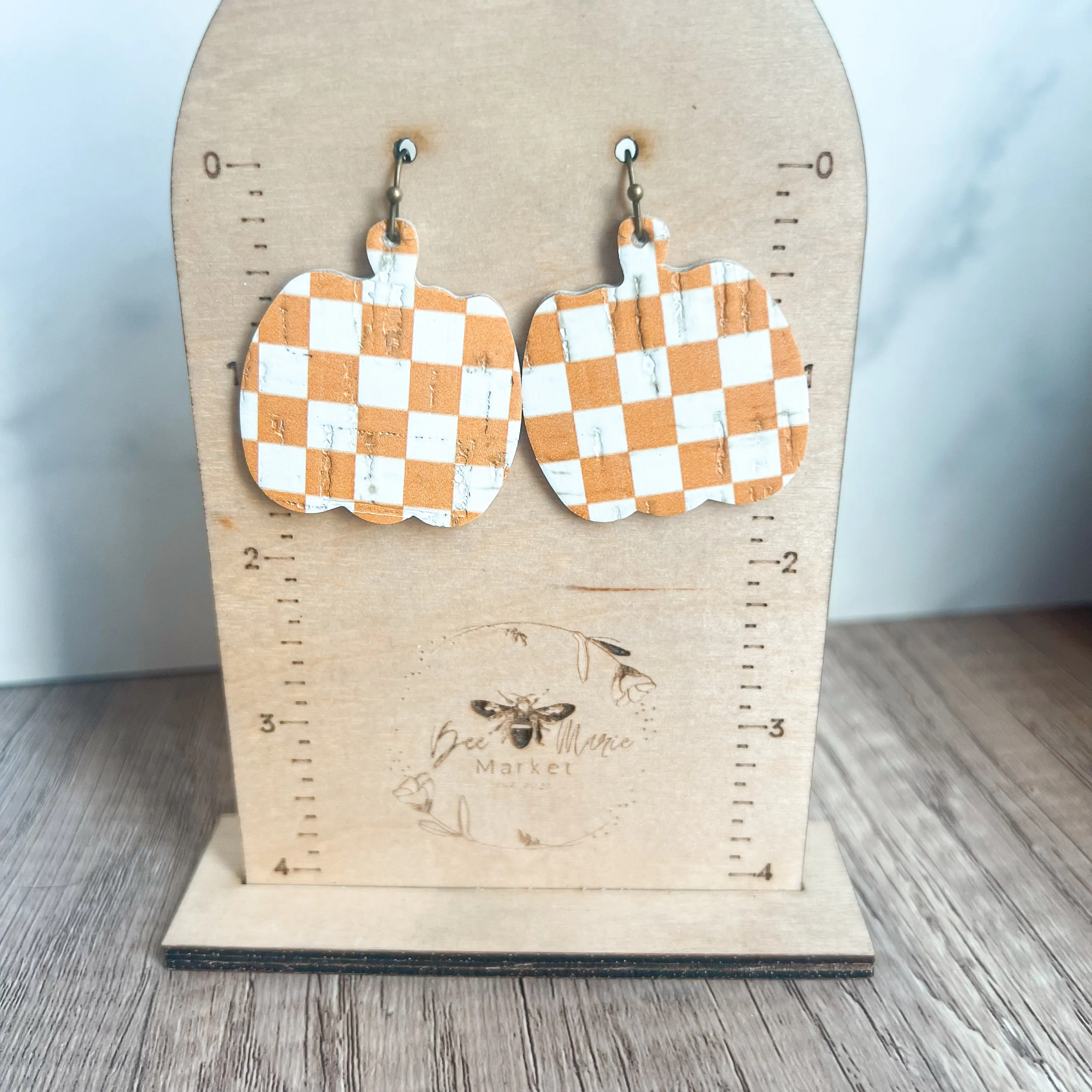 Orange Checkered Pumpkin Earrings sold by Roxie’s Picks product image thumbnail 2