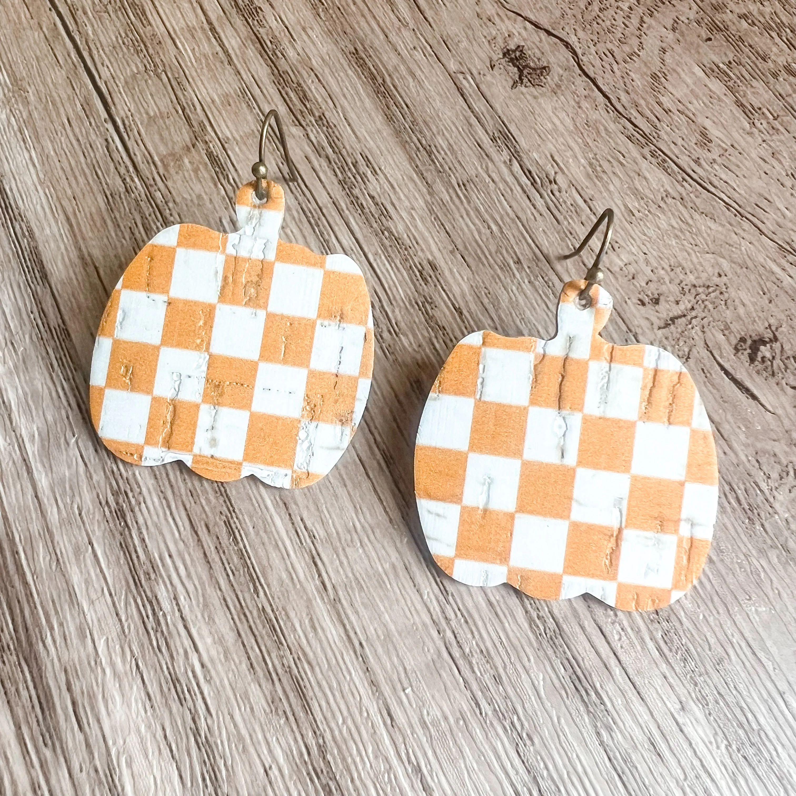 Orange Checkered Pumpkin Earrings sold by Roxie’s Picks product image thumbnail 4