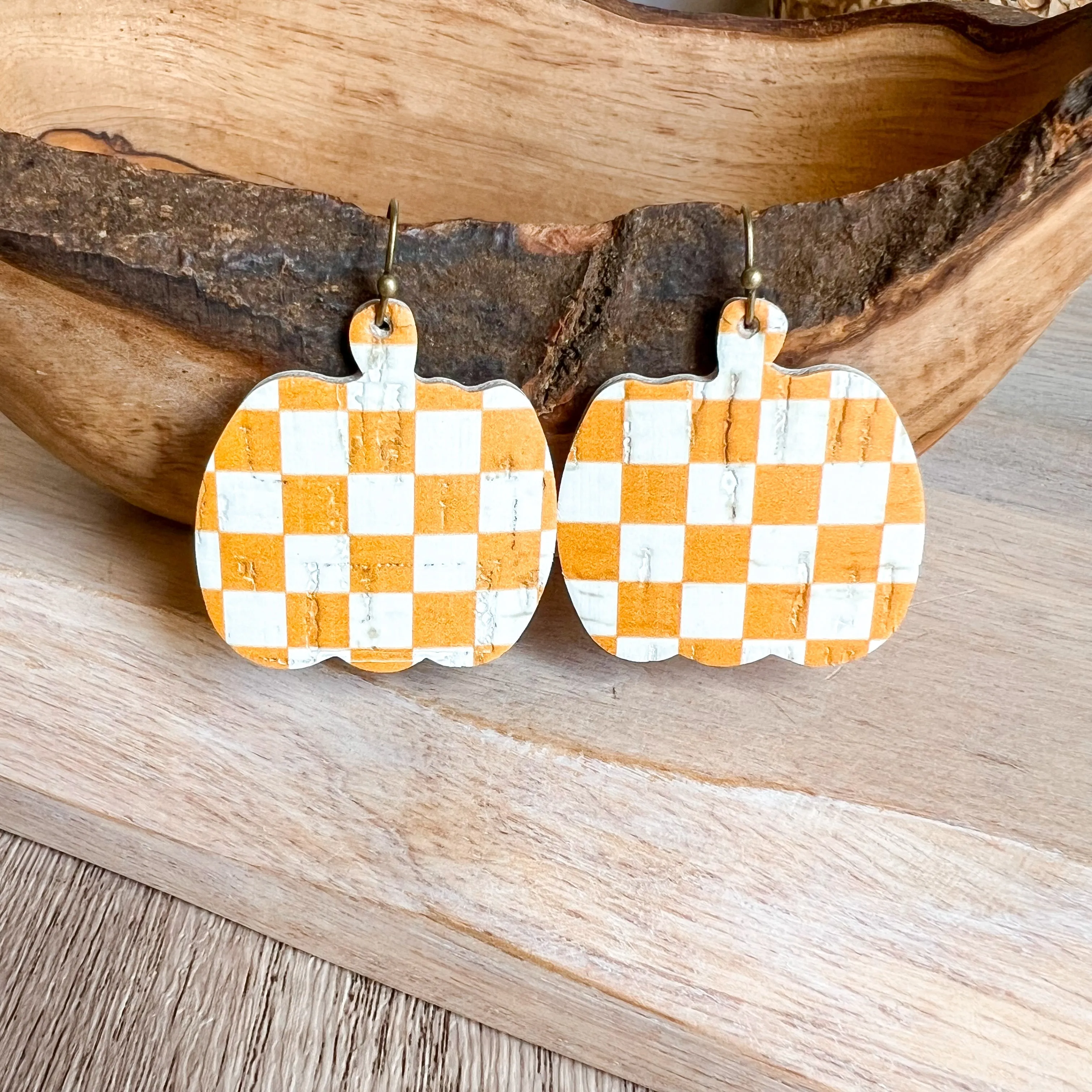 Orange Checkered Pumpkin Earrings sold by Roxie’s Picks product image thumbnail 3