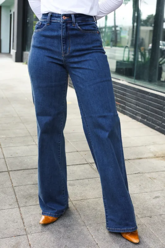 Judy Blue Medium Wash High Waist Wide Leg Jeans sold by Roxie’s Picks