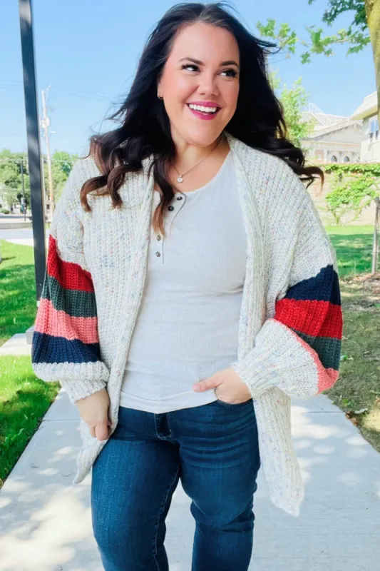 Ivory Multicolor Mixed Thread Bubble Sleeve Cardigan sold by Roxie’s Picks