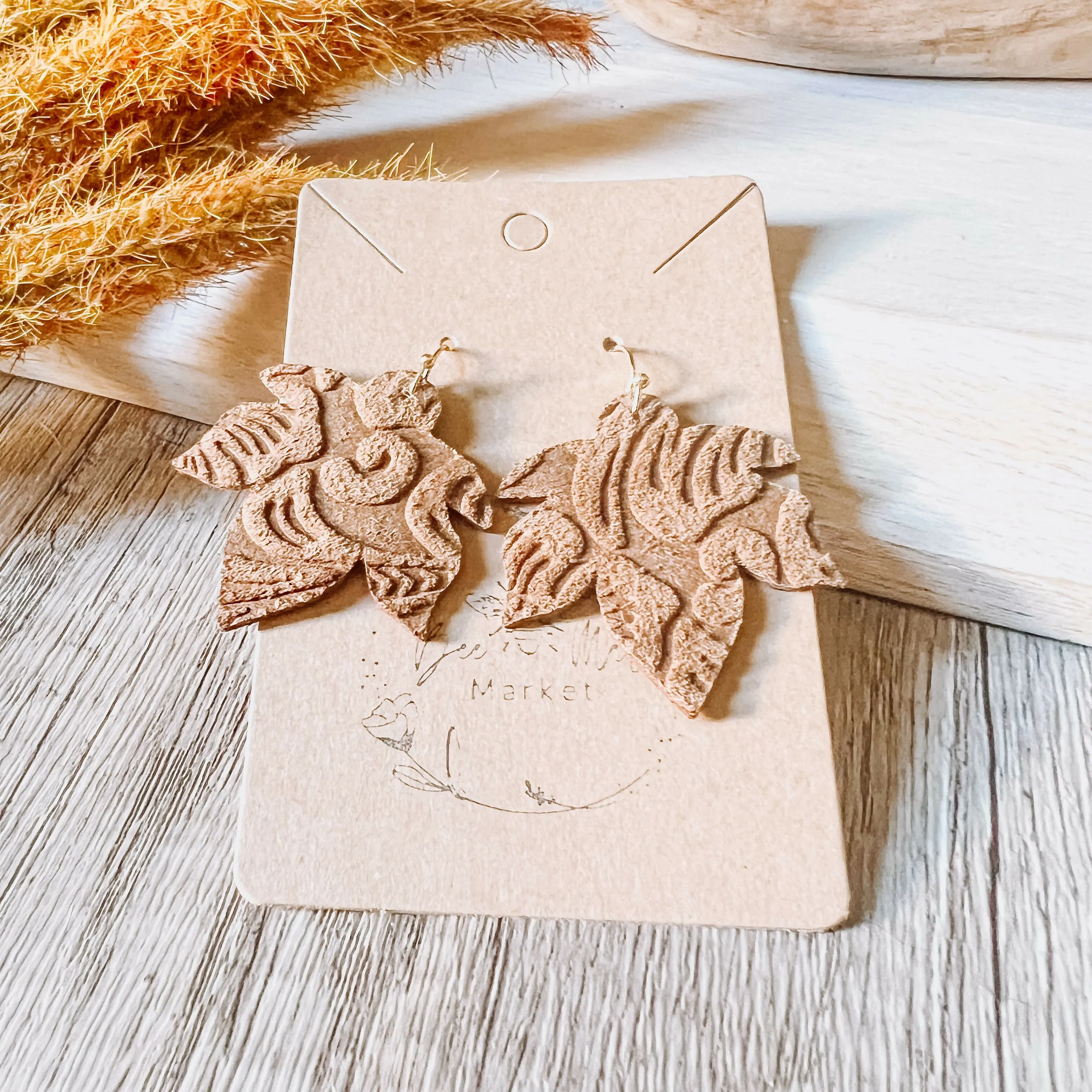 Chocolate Leather & Lace Leaf Earrings sold by Roxie’s Picks