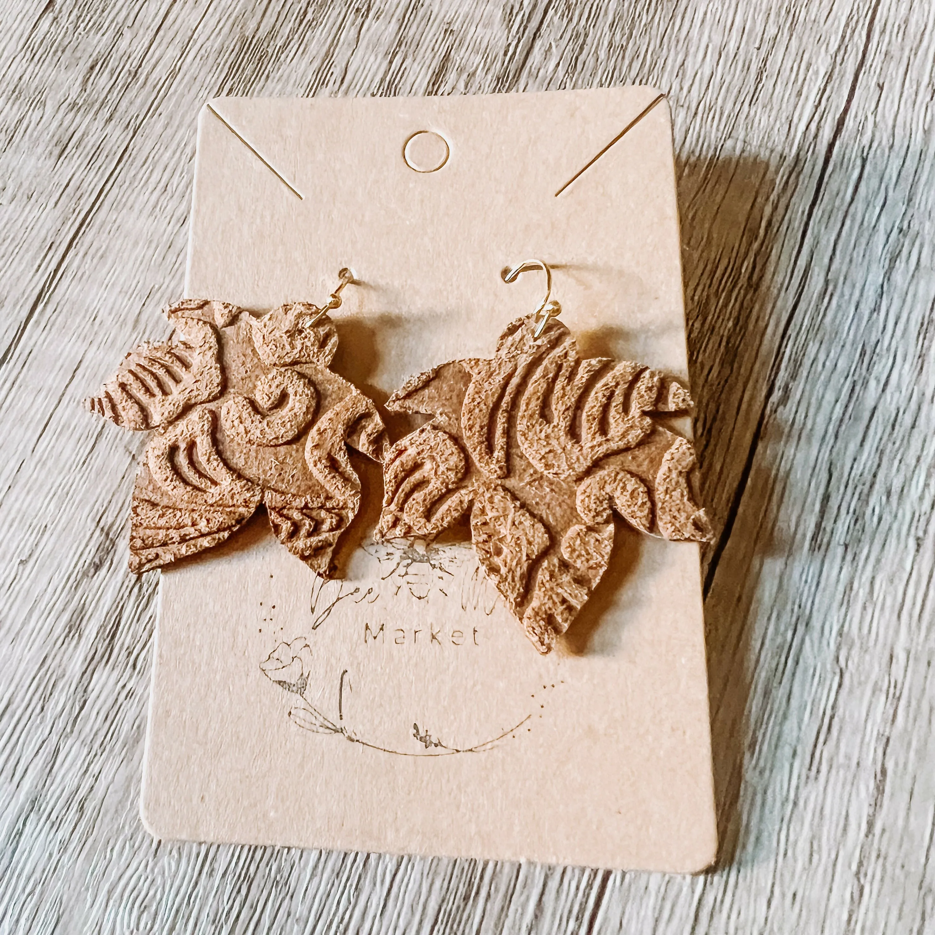 Chocolate Leather & Lace Leaf Earrings sold by Roxie’s Picks product image thumbnail 2