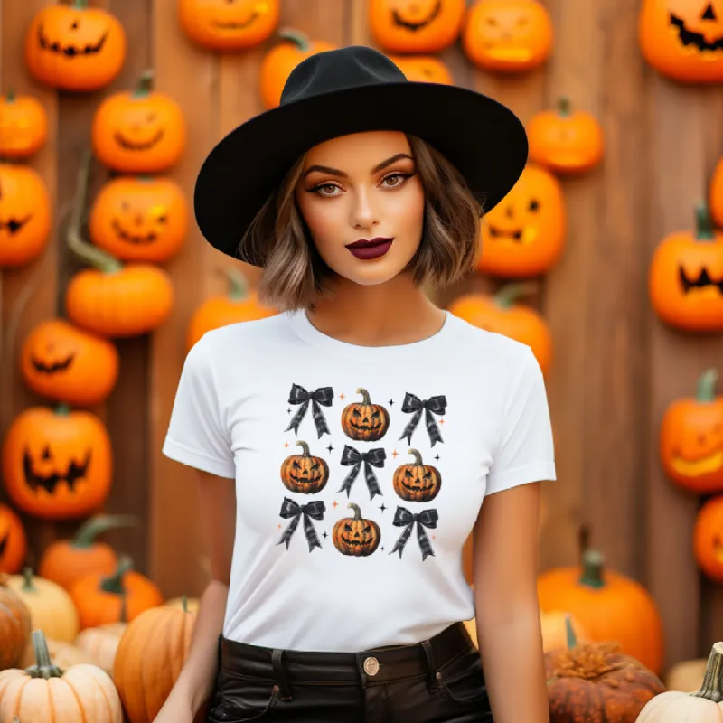 Coquette Pumpkin Halloween Graphic Tee sold by Roxie’s Picks