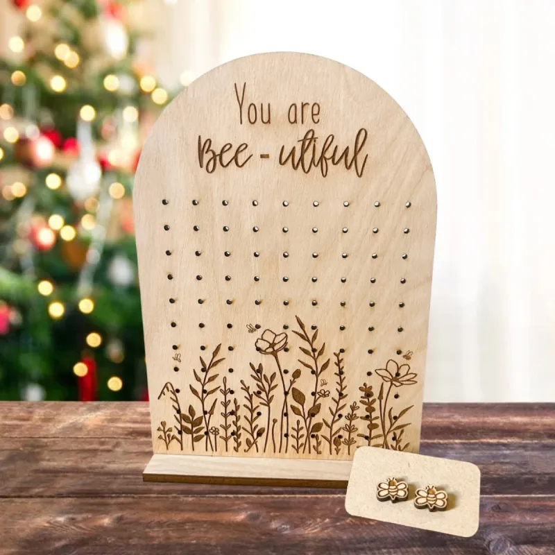 You are Bee-utiful Wooden Earring Holder & Stand made by Roxie’s Picks