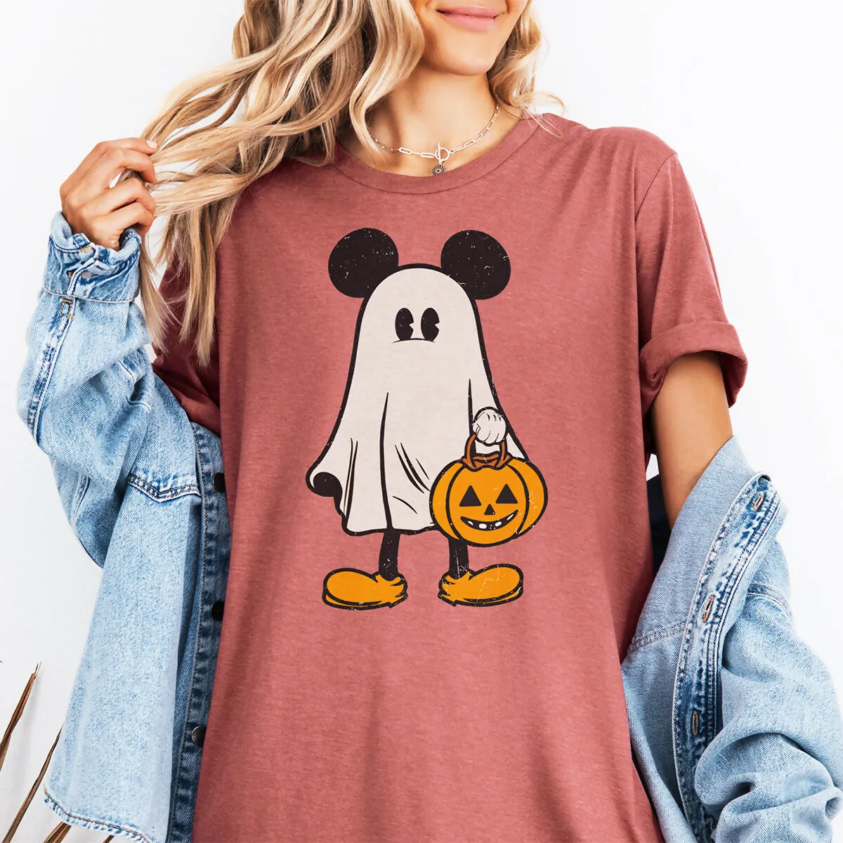 Mickey Ghost Trick Or Treat Cute Halloween Graphic Tee sold by Roxie’s Picks