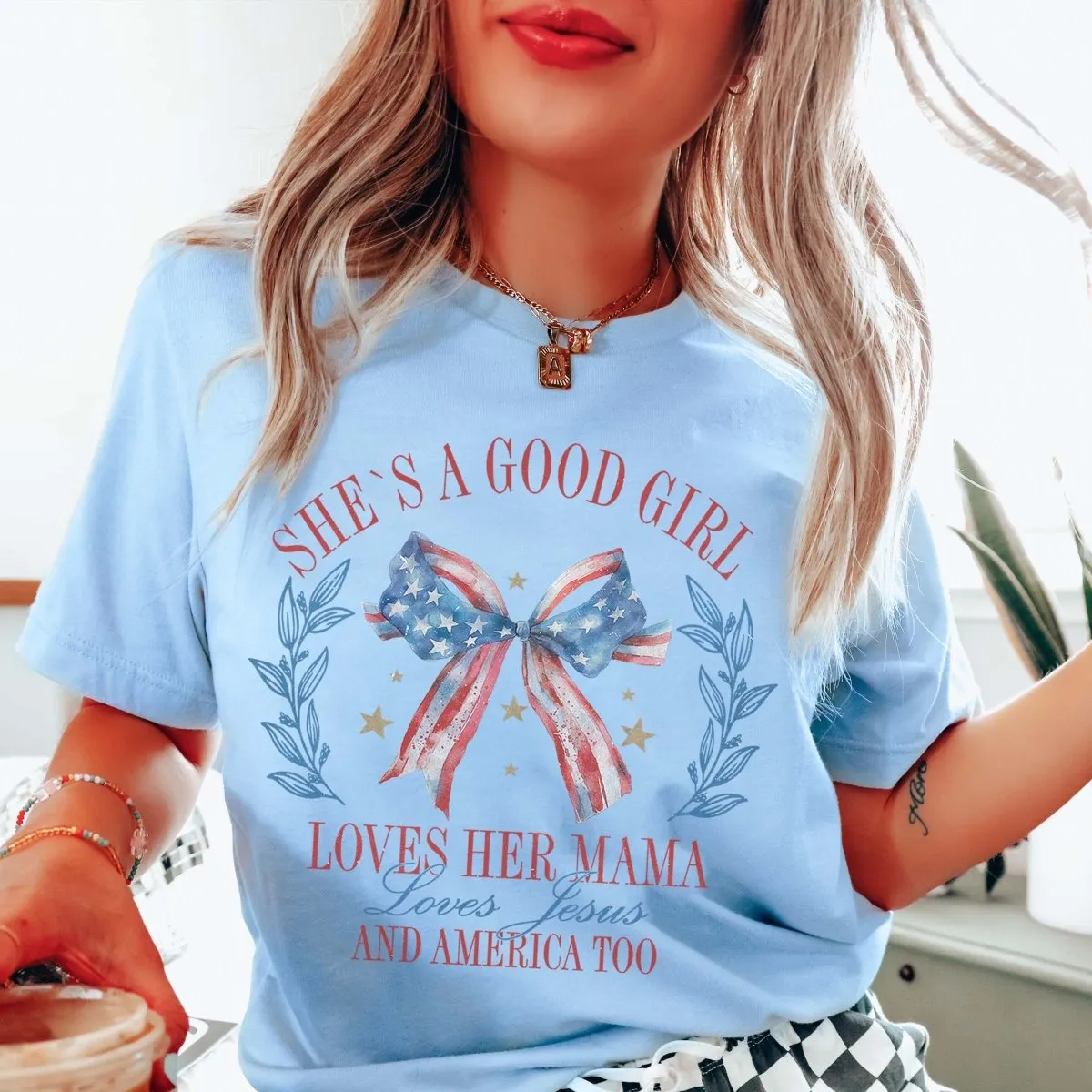 She's A Good Girl Bow Graphic Tee sold by Roxie’s Picks product image thumbnail 4
