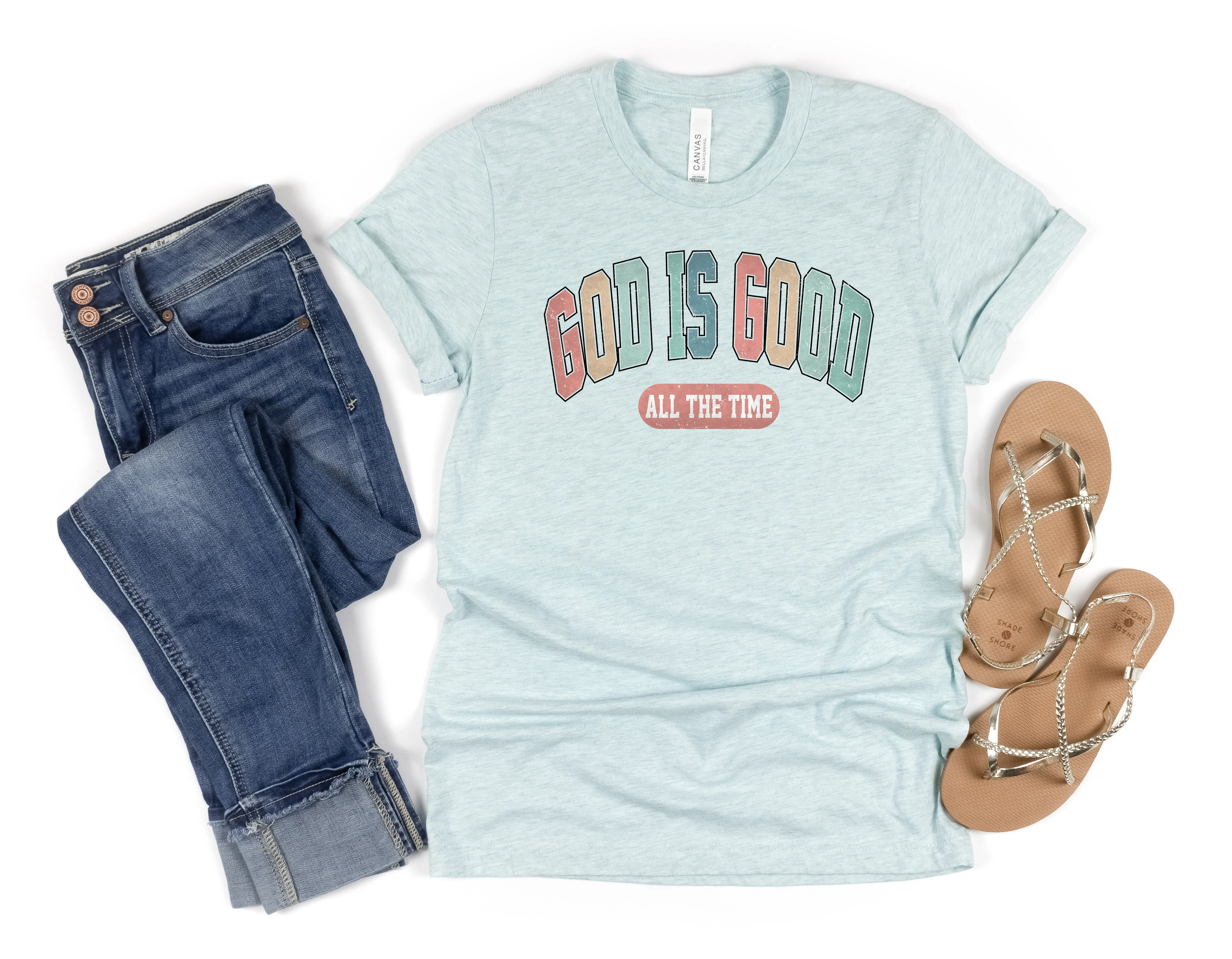 God Is Good All the Time Pastel Colored Women's Graphic Tee sold by Roxie’s Picks product image thumbnail 3