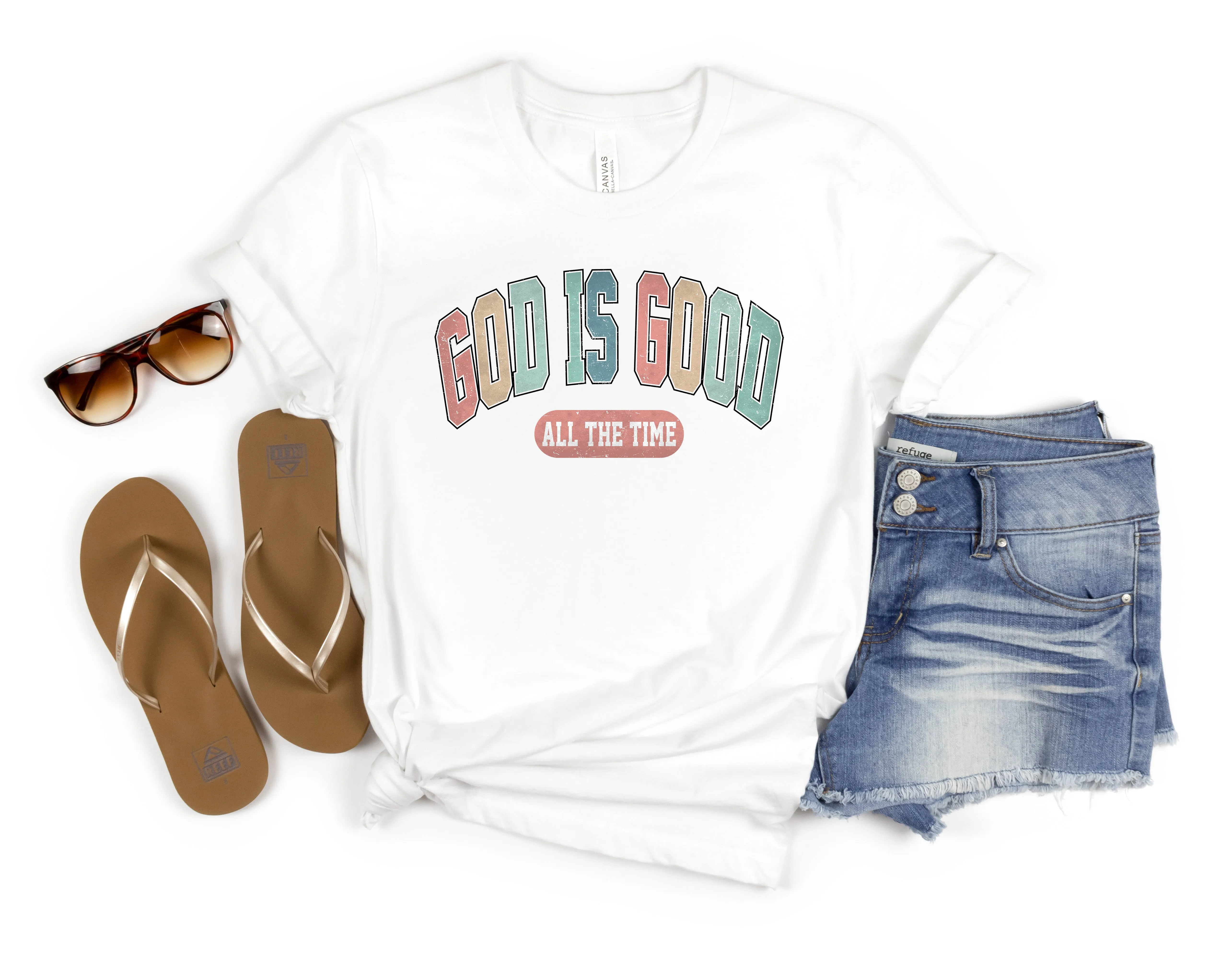 God Is Good All the Time Pastel Colored Women's Graphic Tee sold by Roxie’s Picks product image thumbnail 2