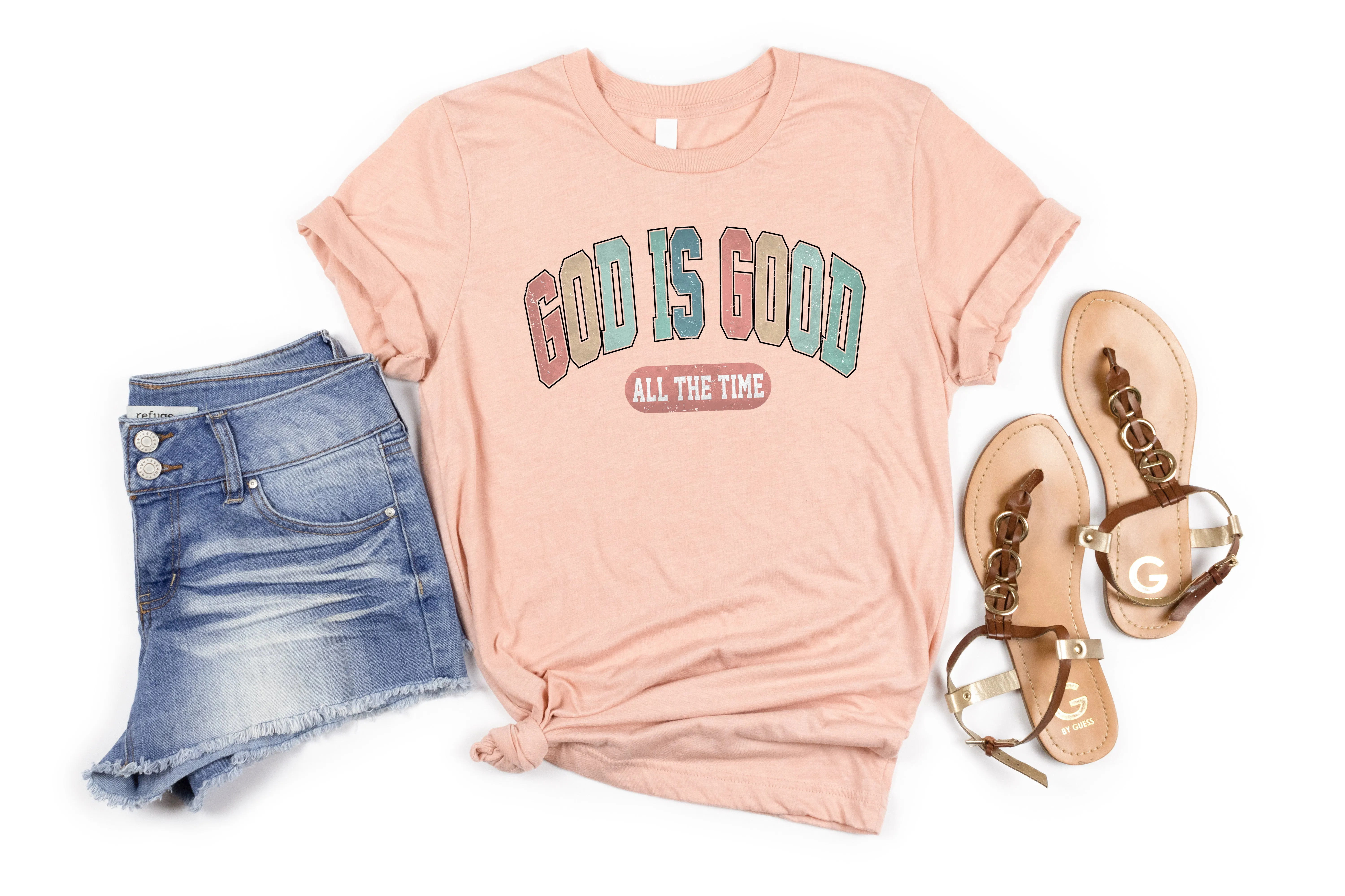 God Is Good All the Time Pastel Colored Women's Graphic Tee sold by Roxie’s Picks product image thumbnail 5