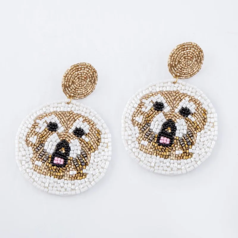 Golden Doodle Seed Beaded Dangle Earrings sold by Roxie’s Picks