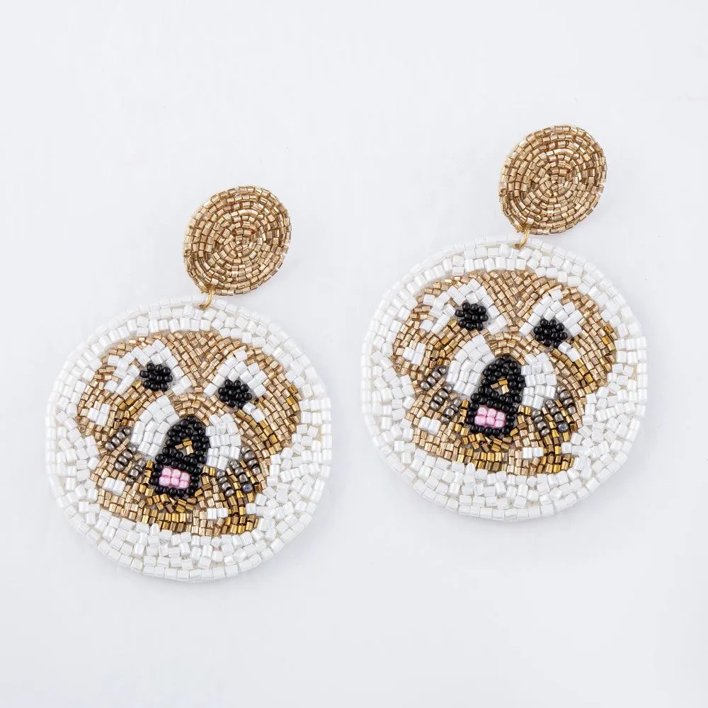 Golden Doodle Seed Beaded Dangle Earrings sold by Roxie’s Picks