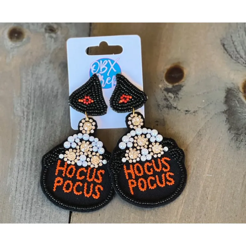 Hocus Pocus Cauldron Halloween Seed Bead Dangle Earrings sold by Roxie’s Picks