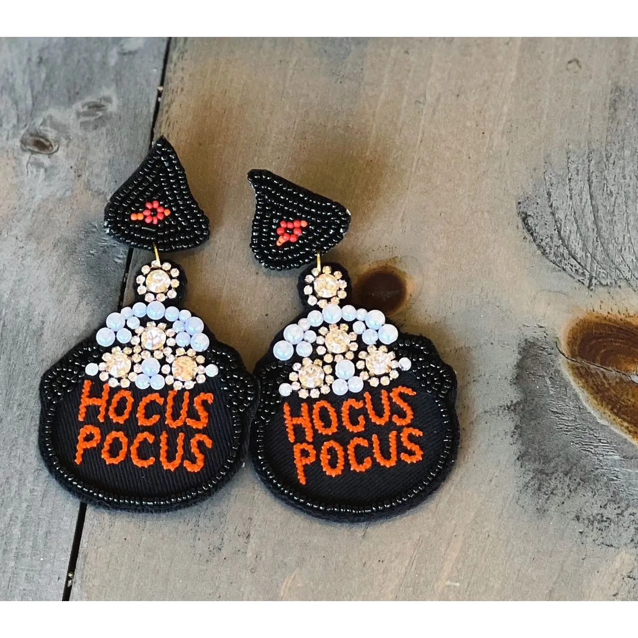 Hocus Pocus Cauldron Halloween Seed Bead Dangle Earrings sold by Roxie’s Picks product image thumbnail 3