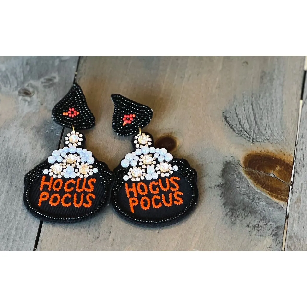 Hocus Pocus Cauldron Halloween Seed Bead Dangle Earrings sold by Roxie’s Picks product image thumbnail 4
