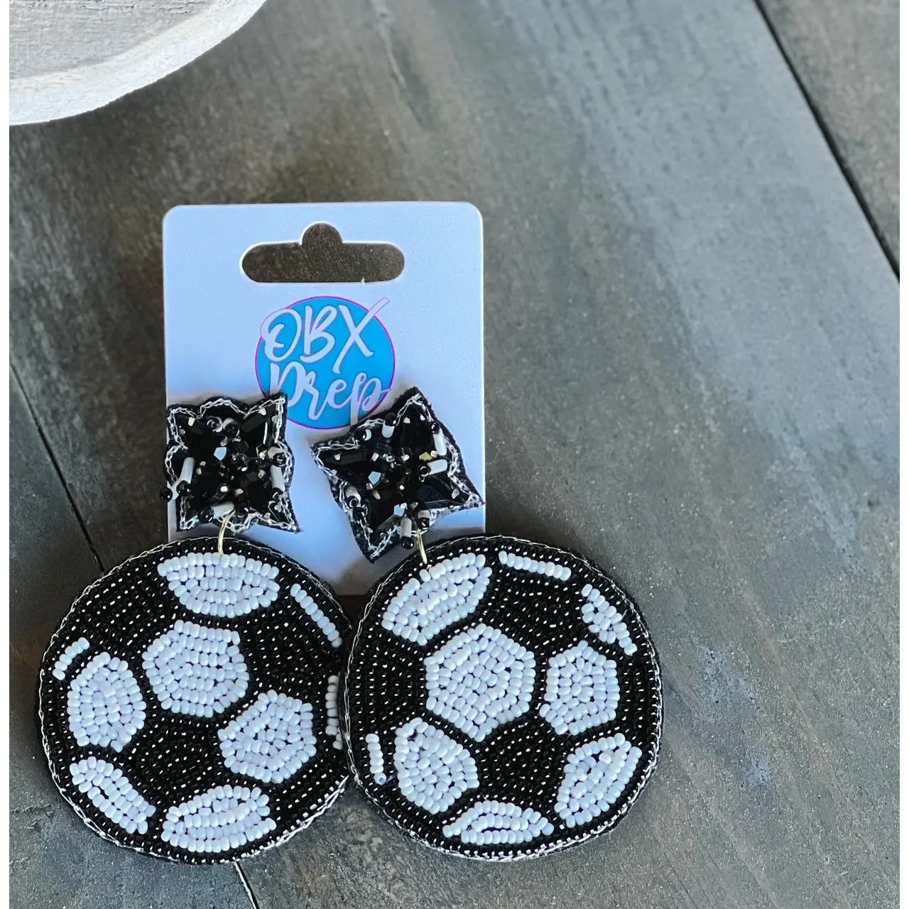Soccer Seed Beaded Dangle Earrings sold by Roxie’s Picks product image thumbnail 2