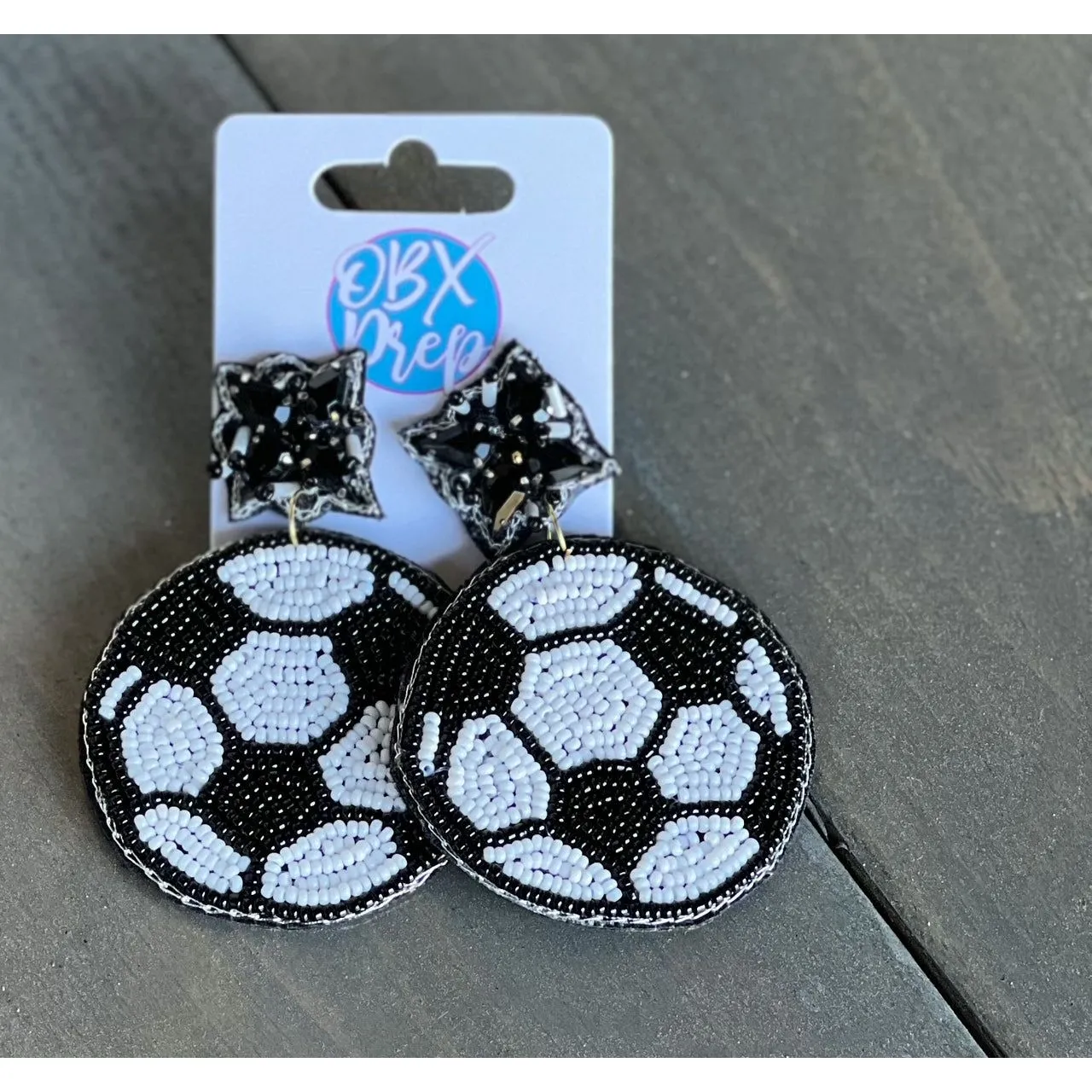 Soccer Seed Beaded Dangle Earrings sold by Roxie’s Picks product image thumbnail 4