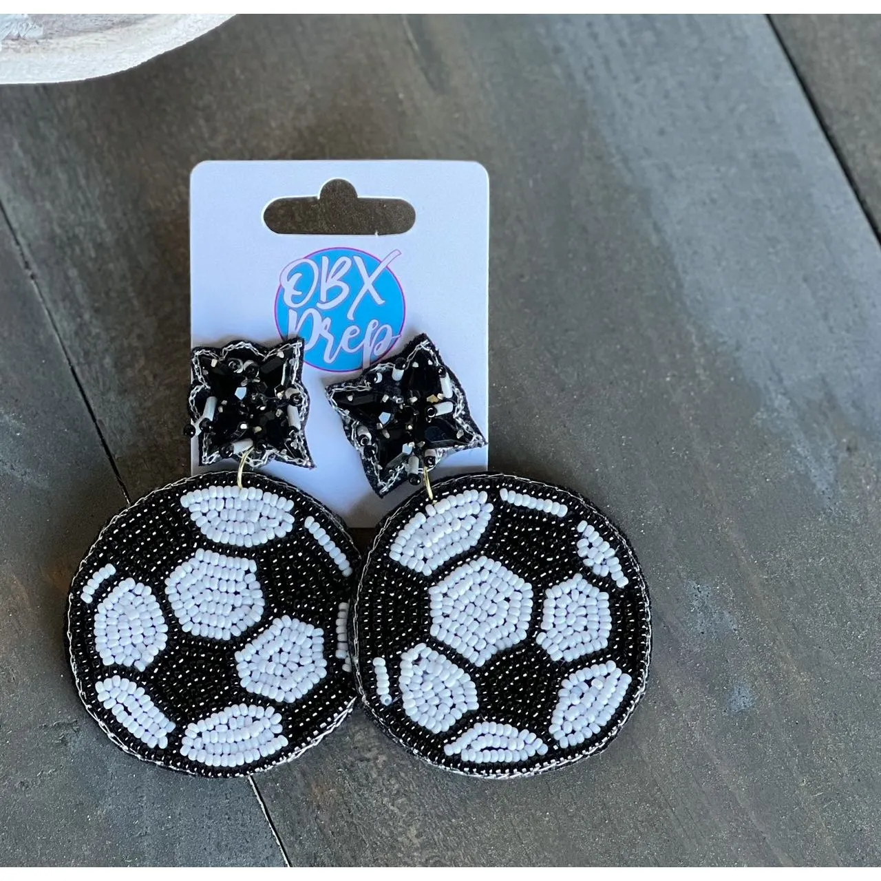 Soccer Seed Beaded Dangle Earrings sold by Roxie’s Picks product image thumbnail 3