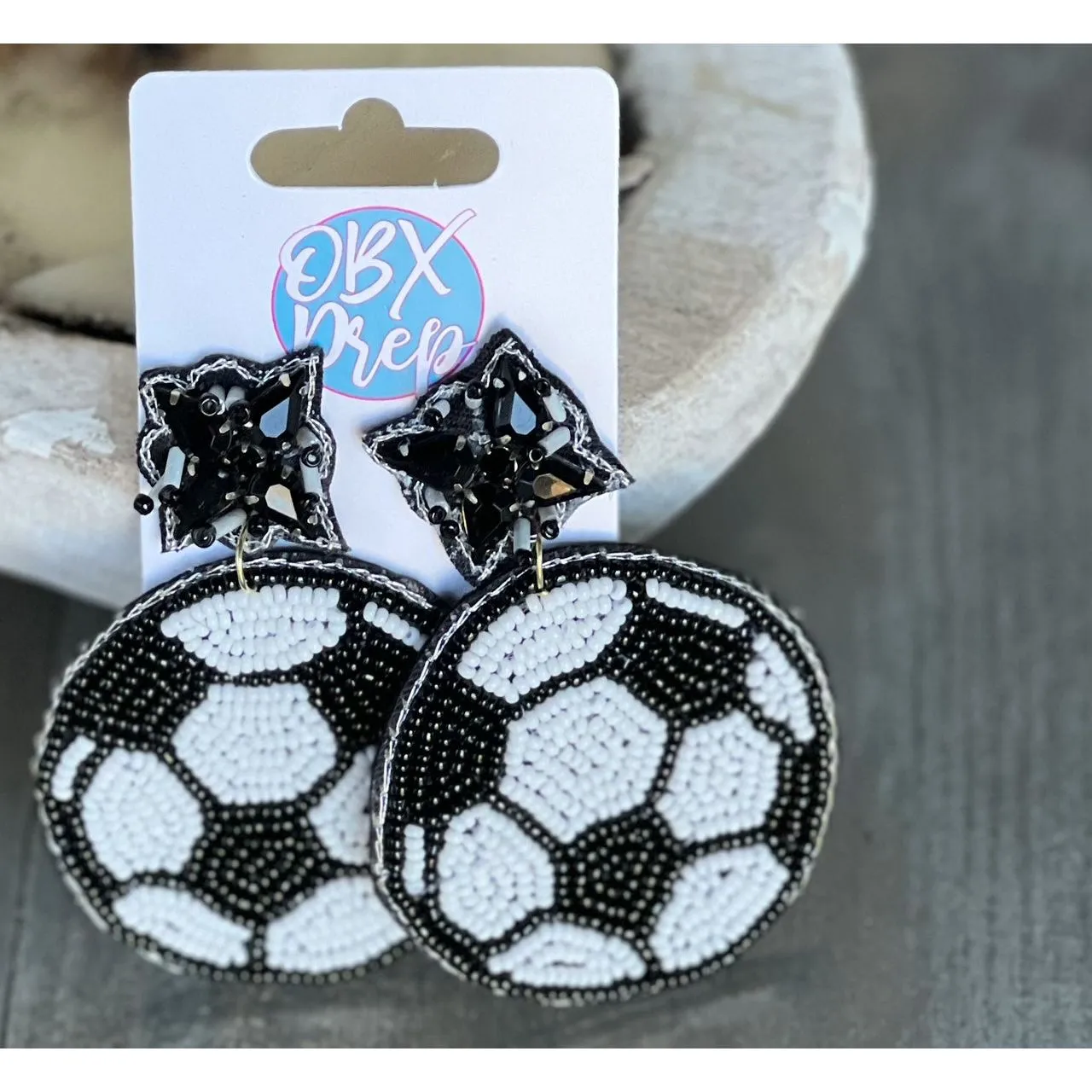 Soccer Seed Beaded Dangle Earrings sold by Roxie’s Picks product image thumbnail 5