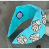 Seashell Seed Beaded Turquoise Top Knot Headband sold by Roxie’s Picks