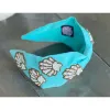 Seashell Seed Beaded Turquoise Top Knot Headband sold by Roxie’s Picks