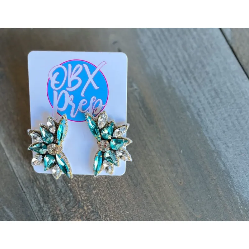 Sophie Bright Rhinestone Stud Earrings in Blues sold by Roxie’s Picks