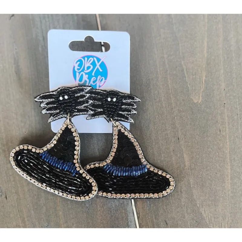 Spider Witches Hat Seed Bead Earrings sold by Roxie’s Picks