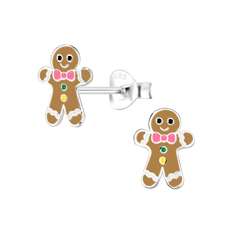 Gingerbread Man Earrings 925 Sterling Silver Hypoallergenic Earrings for Little Girls sold by Roxie’s Picks