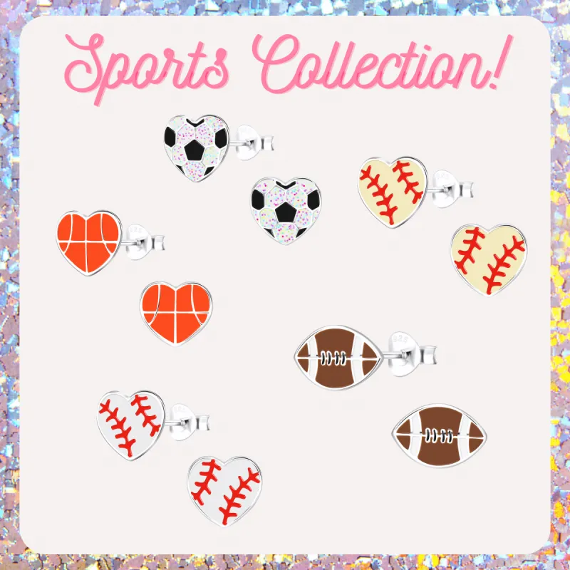 Football Earrings Rhinestone 925 Sterling Silver Hypoallergenic Earrings for Little Girls sold by Roxie’s Picks