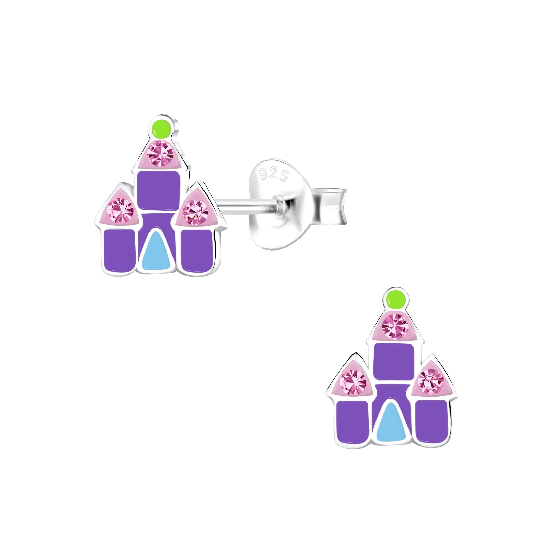 Purple Castle Earrings 925 Sterling Silver Hypoallergenic Earrings for Little Girls sold by Roxie’s Picks
