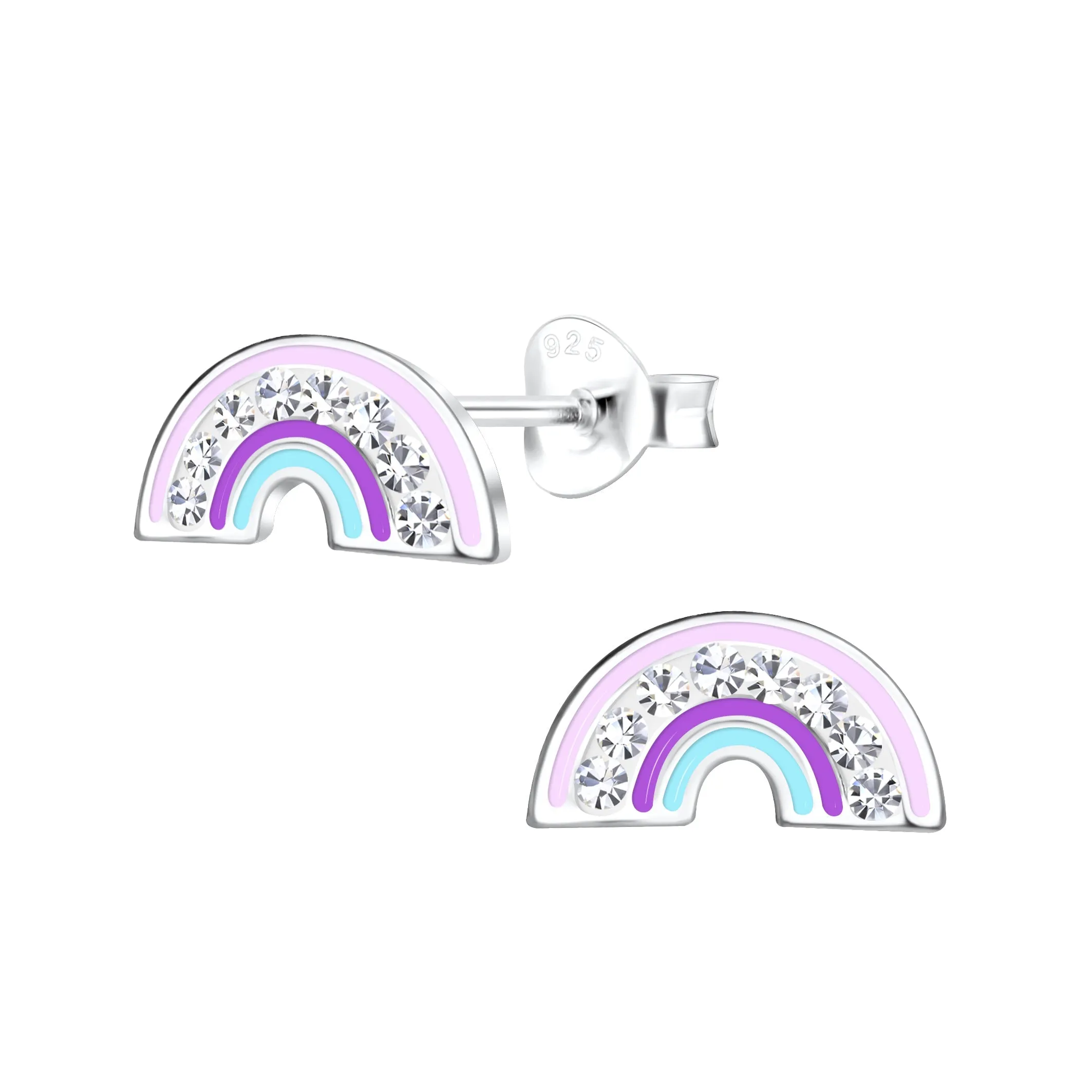 Rainbow Earrings in Purple 925 Sterling Silver Hypoallergenic Earrings for Little Girls sold by Roxie’s Picks