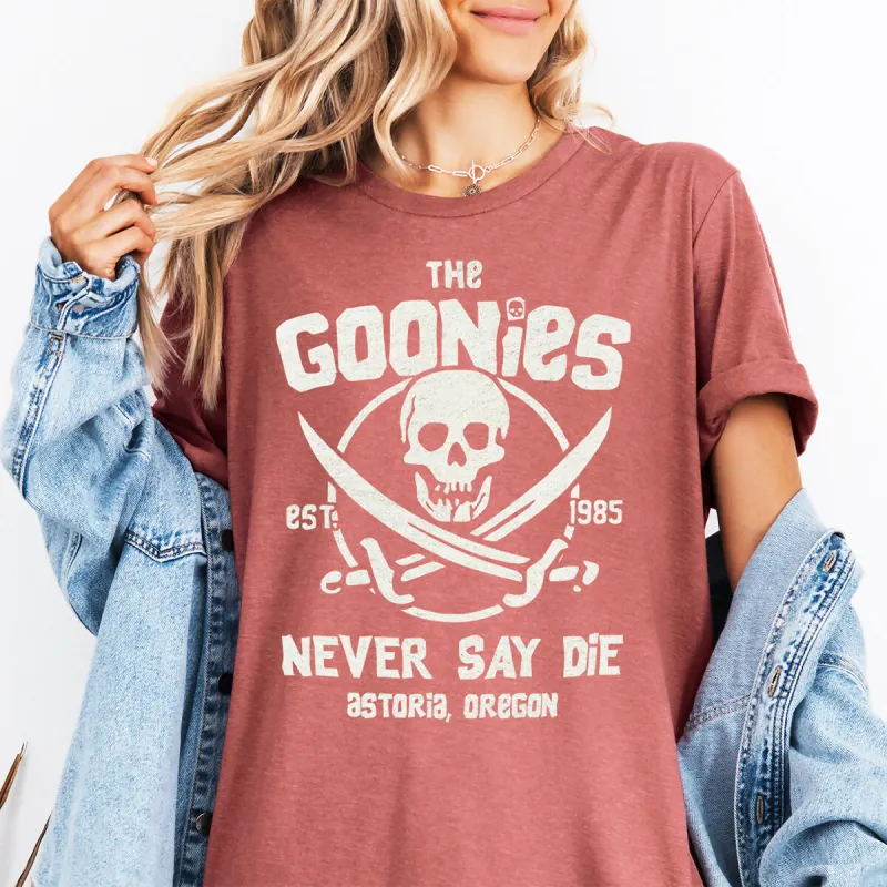 The Goonies Never Say Die 80's Movie Graphic Tee sold by Roxie’s Picks
