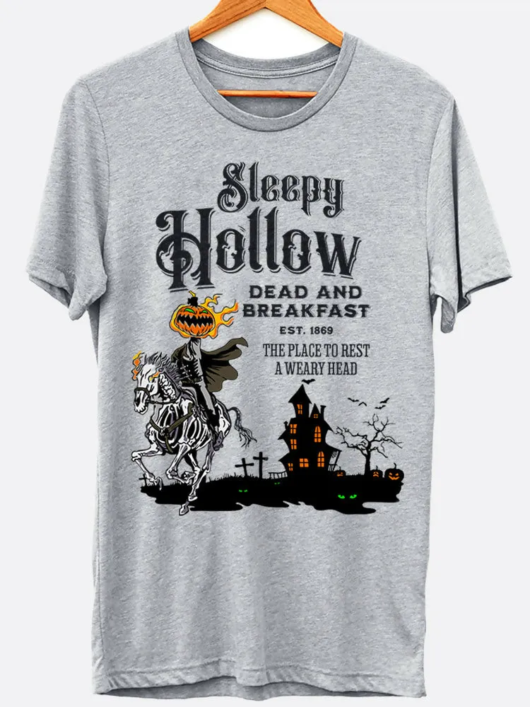 Sleepy Hollow Dead And Breakfast Scary Halloween Graphic Tee sold by Roxie’s Picks product image thumbnail 3