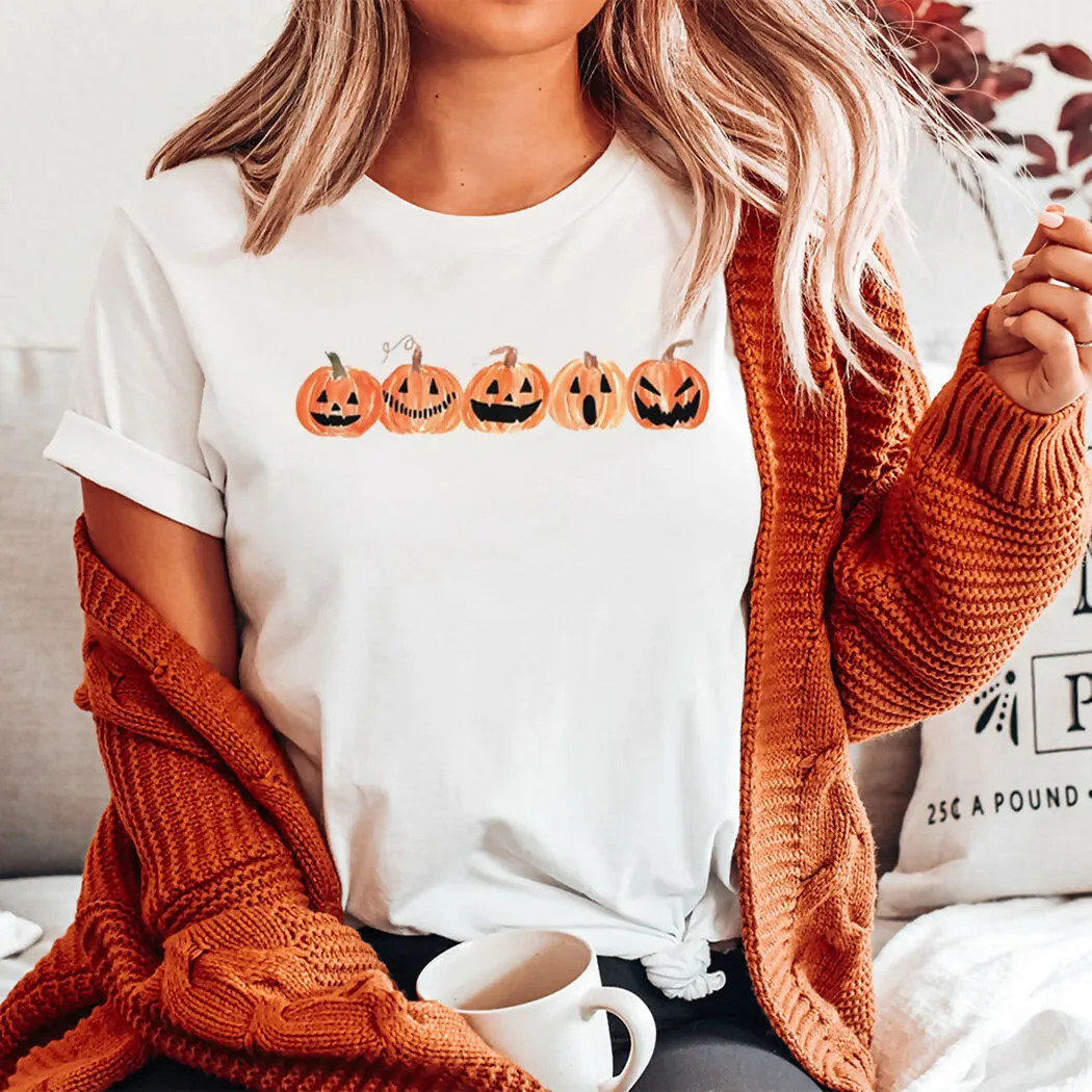 Five Little Pumpkins Cute Halloween Graphic Tee sold by Roxie’s Picks