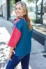 Feeling Your Best Wine Abstract Print Color Block Collar V Neck Sweater sold by Roxie’s Picks
