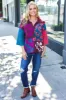 Feeling Your Best Wine Abstract Print Color Block Collar V Neck Sweater sold by Roxie’s Picks