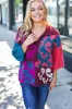 Feeling Your Best Wine Abstract Print Color Block Collar V Neck Sweater sold by Roxie’s Picks