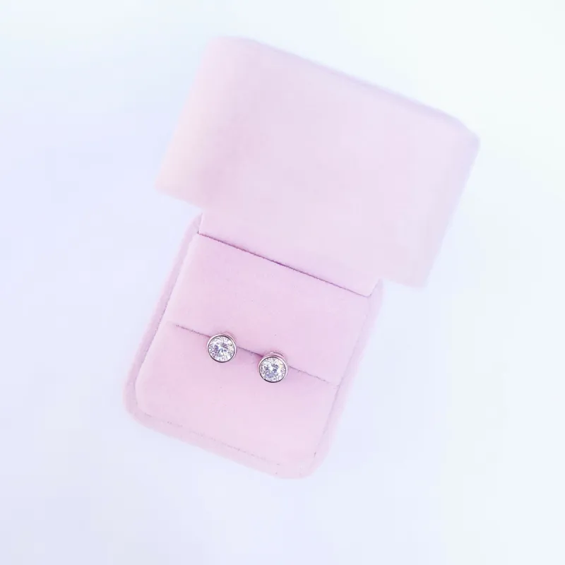 Anne Earrings - Bazel Set 1 ct Moissanite sold by Roxie’s Picks