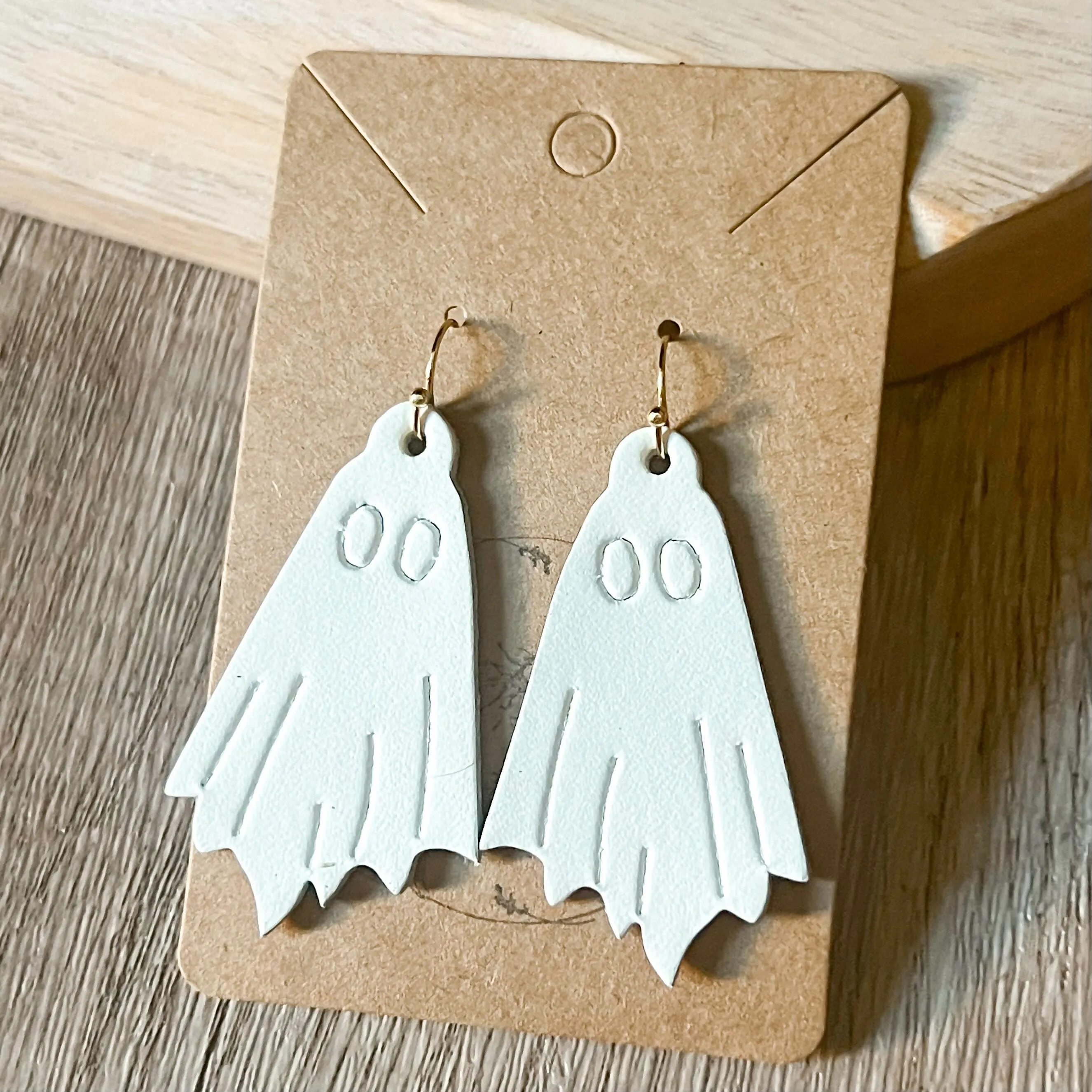 White Embossed Boo-tiful Ghost Earrings sold by Roxie’s Picks product image thumbnail 2