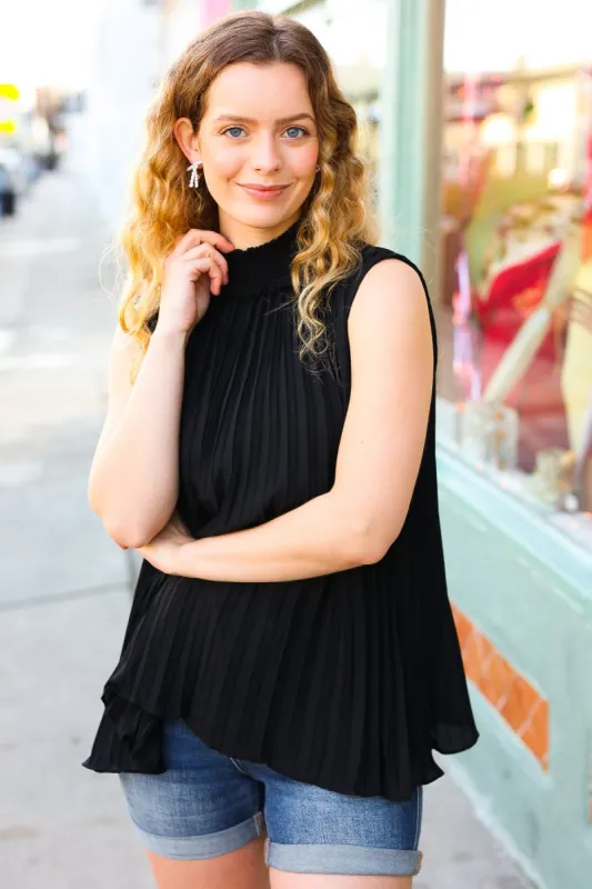 Sweet New Days Black Smocked Neck Pleated Sleeveless Top sold by Roxie’s Picks