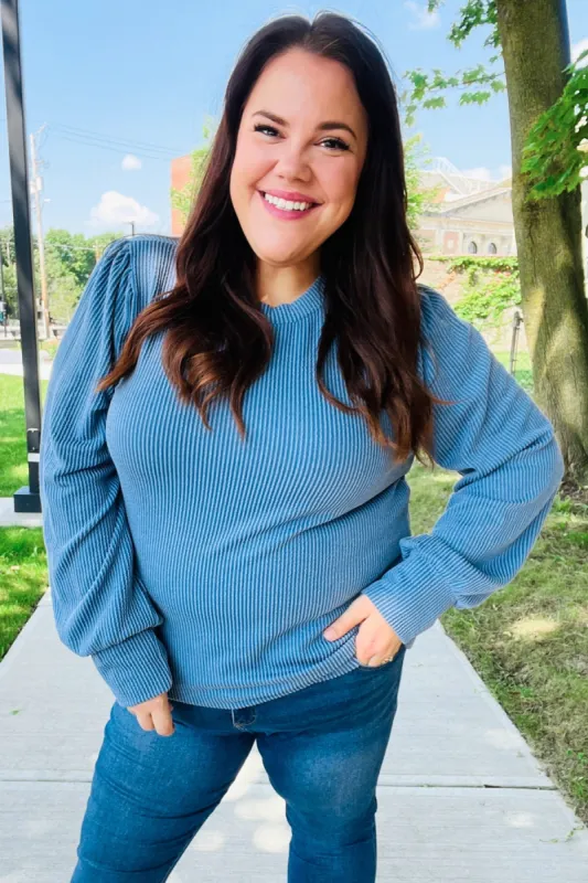 Everyday Vintage Denim Rib Top (SMALL left) sold by Roxie’s Picks