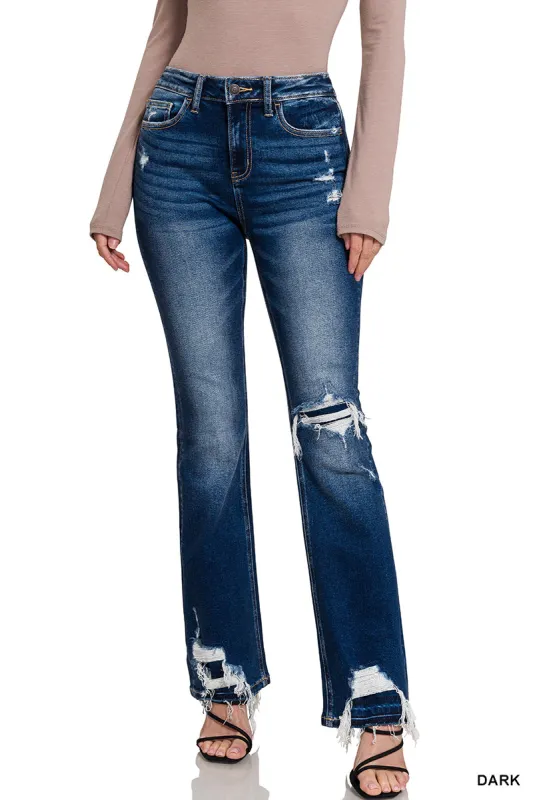 Feeling Empowered Denim Distressed Boot Cut Jeans sold by Roxie’s Picks