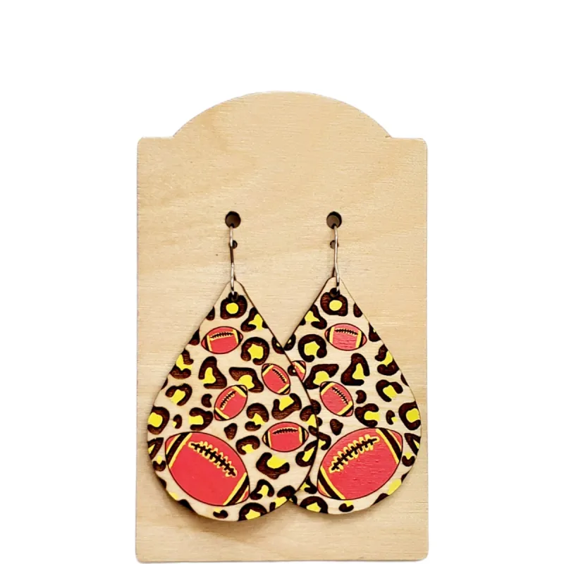 Football Leopard Teardrop Earrings sold by Roxie’s Picks