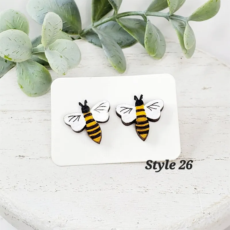 Bee Or Hornet Wood Studs sold by Roxie’s Picks