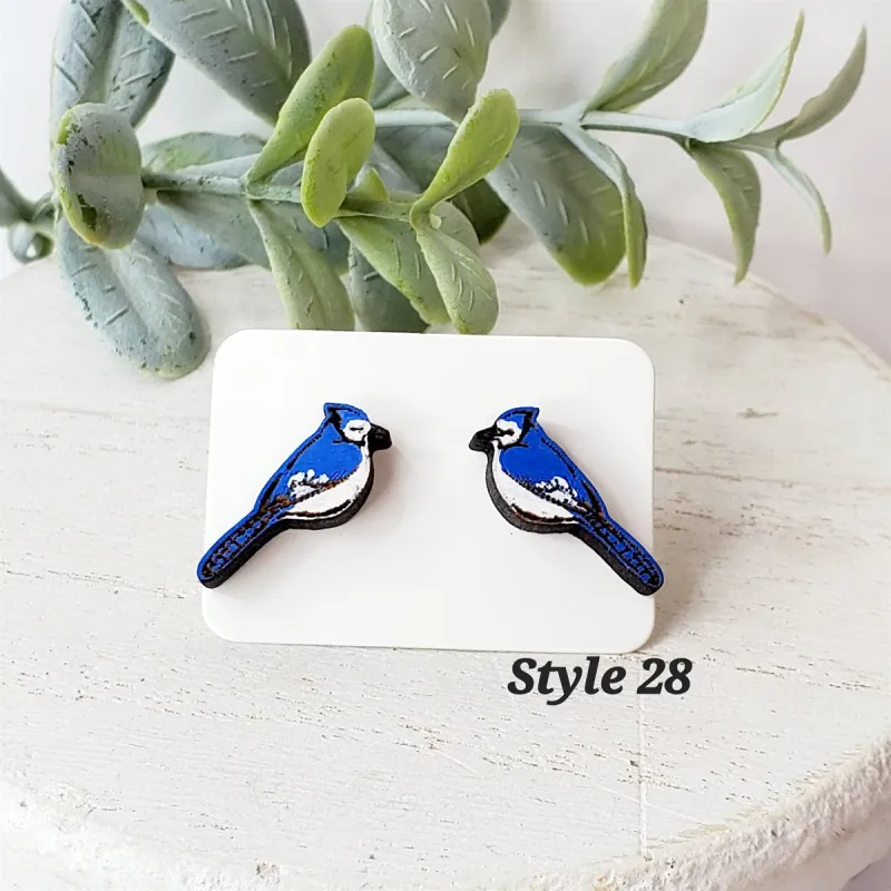 Bluejay Wood Studs sold by Roxie’s Picks
