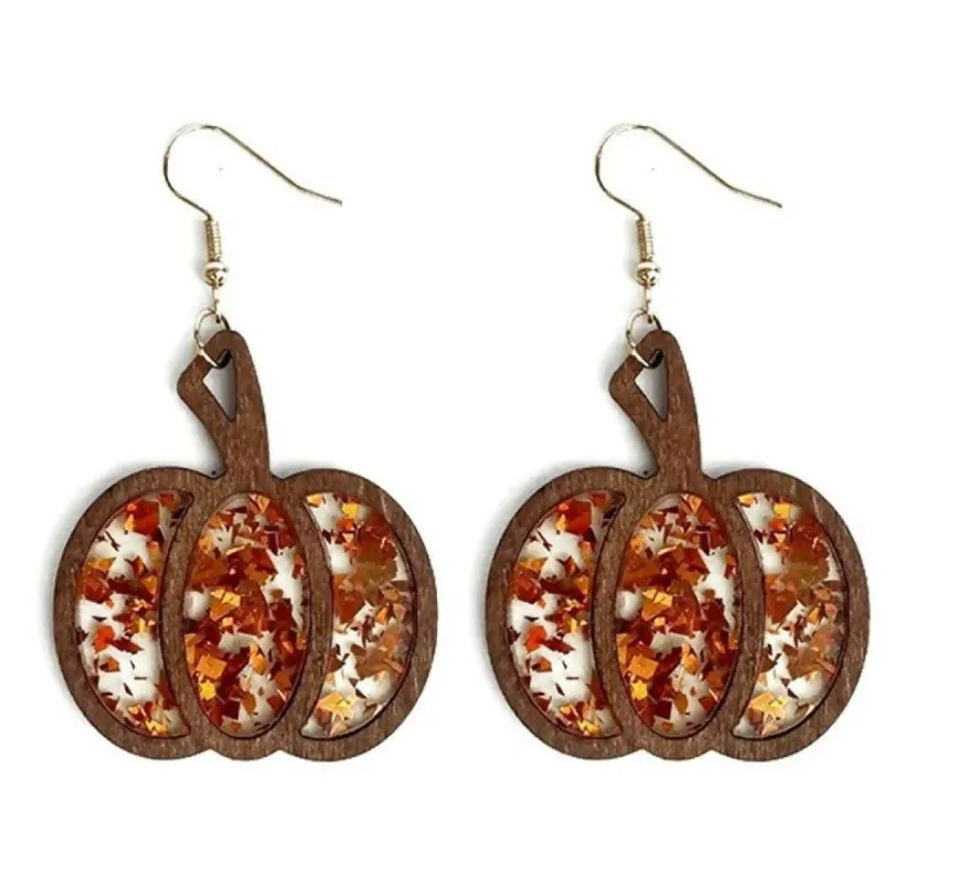 Fall Wooden Pumpkin Earrings sold by Roxie’s Picks