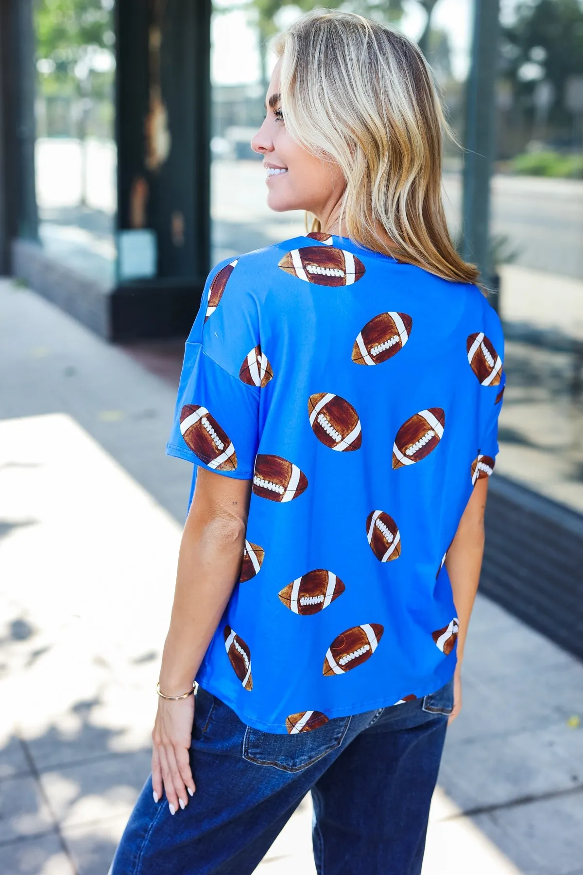 Game Day Blue Football Print Knit Top sold by Roxie’s Picks product image thumbnail 2