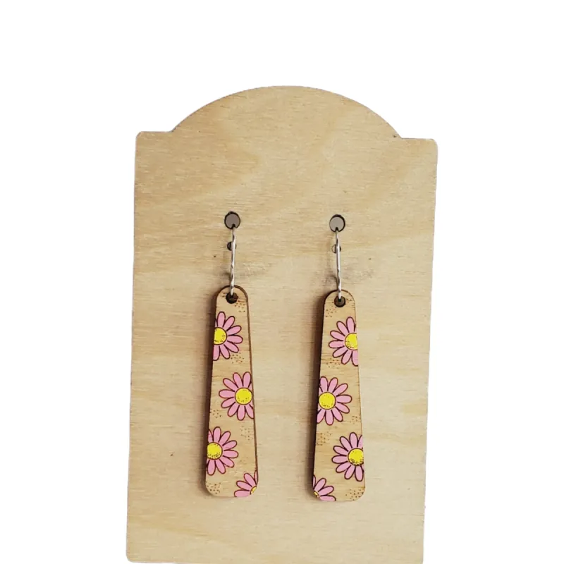 Pink Daisy Bar Earrings sold by Roxie’s Picks